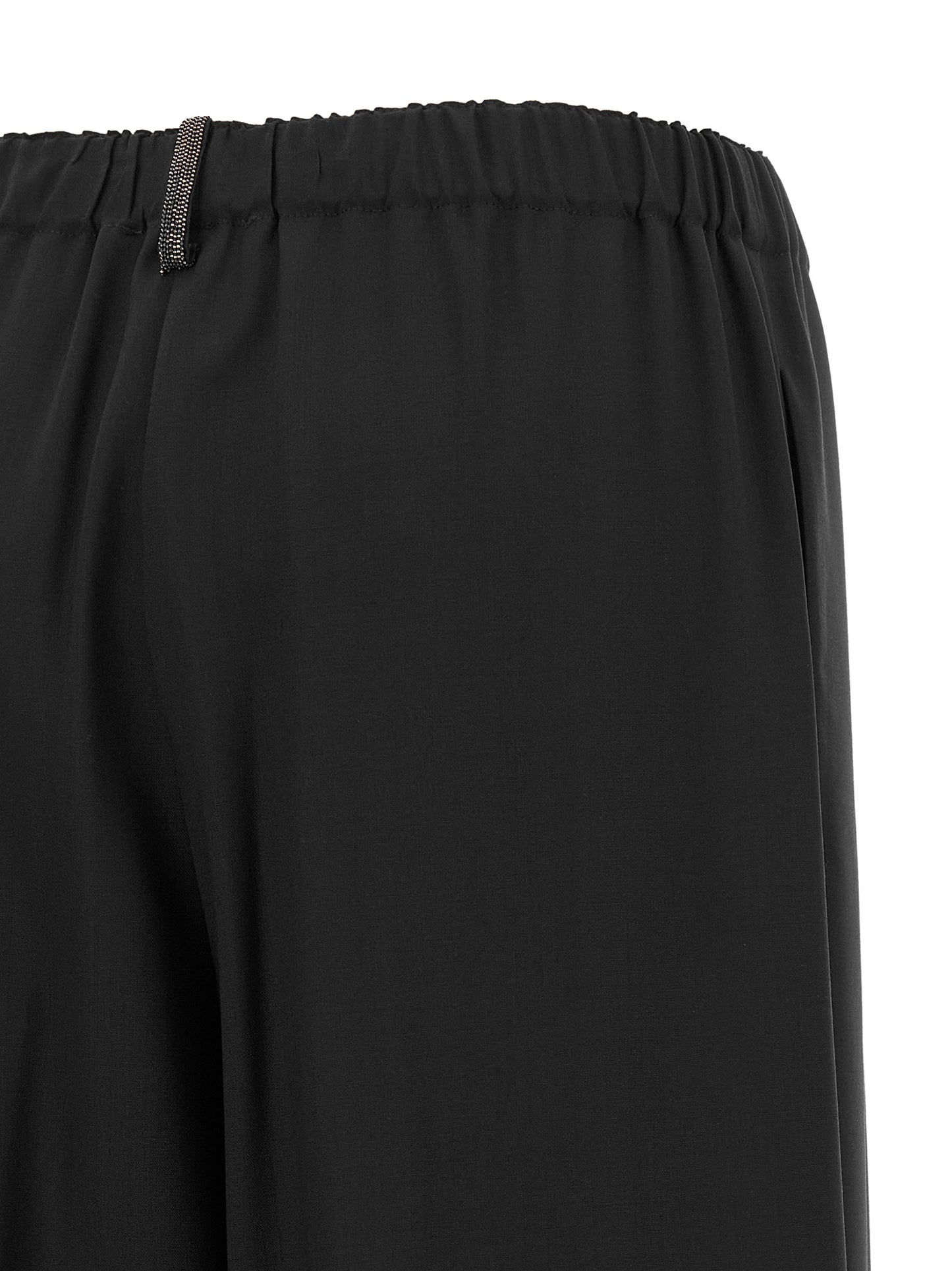Trousers by Fabiana Filippi for women in virgin wool & polyamide black & signature features a artisanal silhouette, showcasing a sophisticated relaxed-fit with a long and for a artisanal finish.