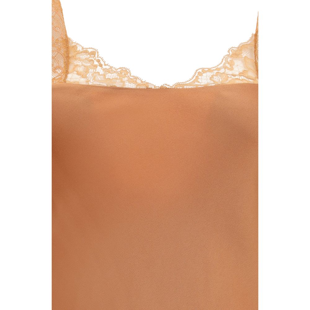 Forte_Forte Women's Sleeveless Viscose Satin Maxi Long Dress - Beige