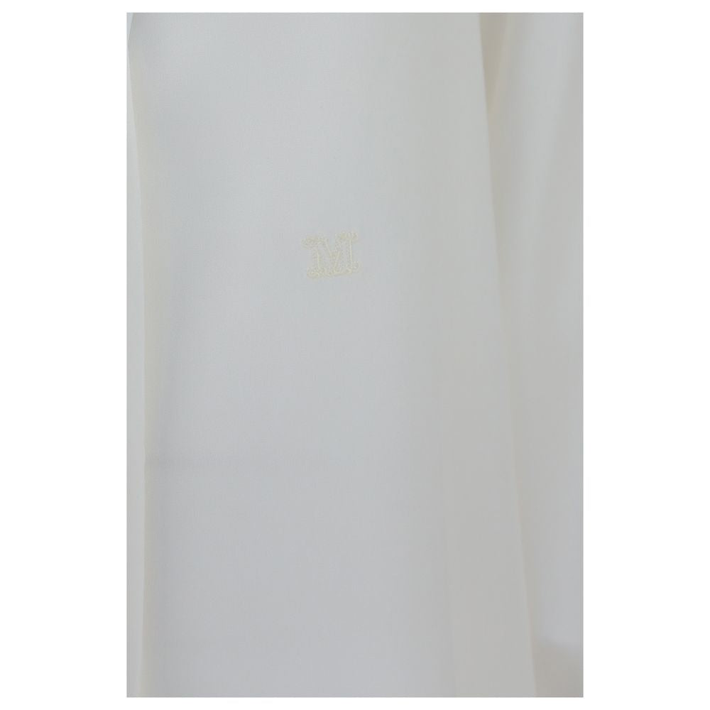 Dress Shirt by Max Mara for women in silk crepe white & monogram presents a discerning silhouette, showcasing a sophisticated and for a truly discerning finish.