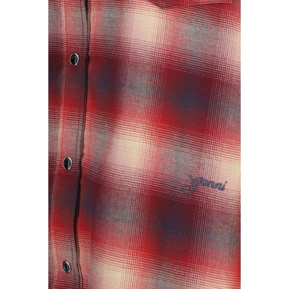 Shirt by Ganni for women in cotton flannel multicolor, red, patterned & checked presents a discerning silhouette, showcasing a sophisticated and for a truly discerning finish.