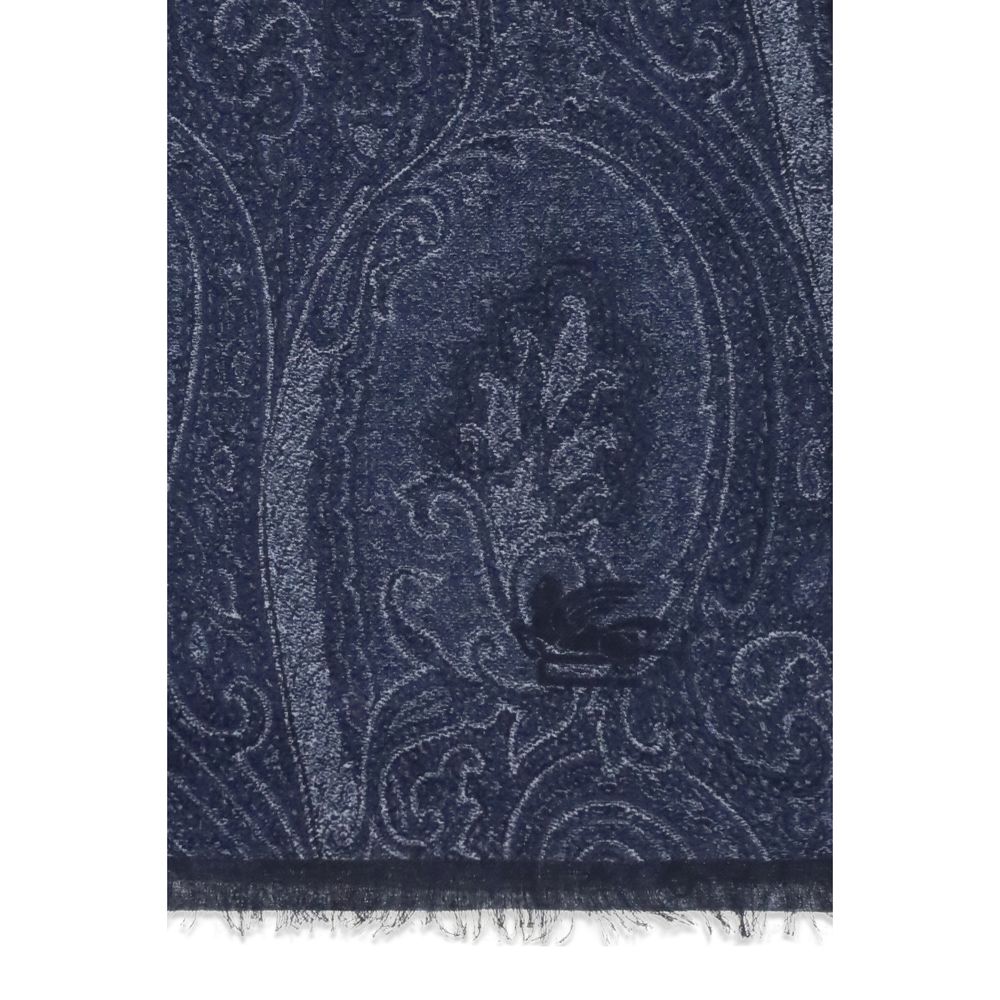 Etro Modal Cashmere Scarf - Blue Paisley Print
