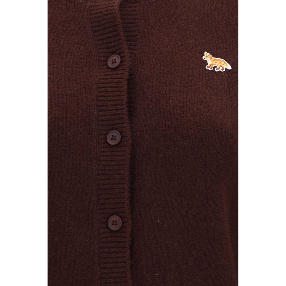 Maison Kitsuné Women's Crew Neck Merino Wool Cardigan - Brown