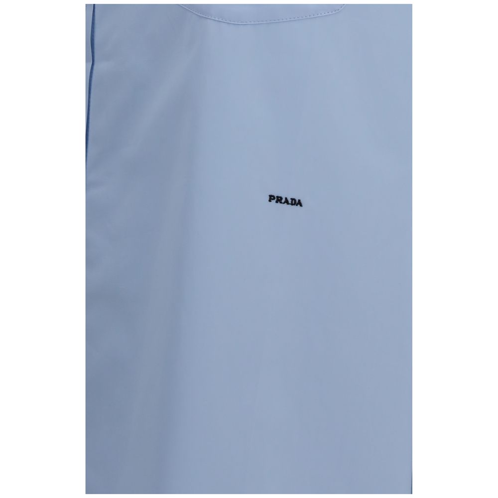 Prada Women's Regular Fit Oversized Long-Sleeve Cotton Shirt - Blue Pearl