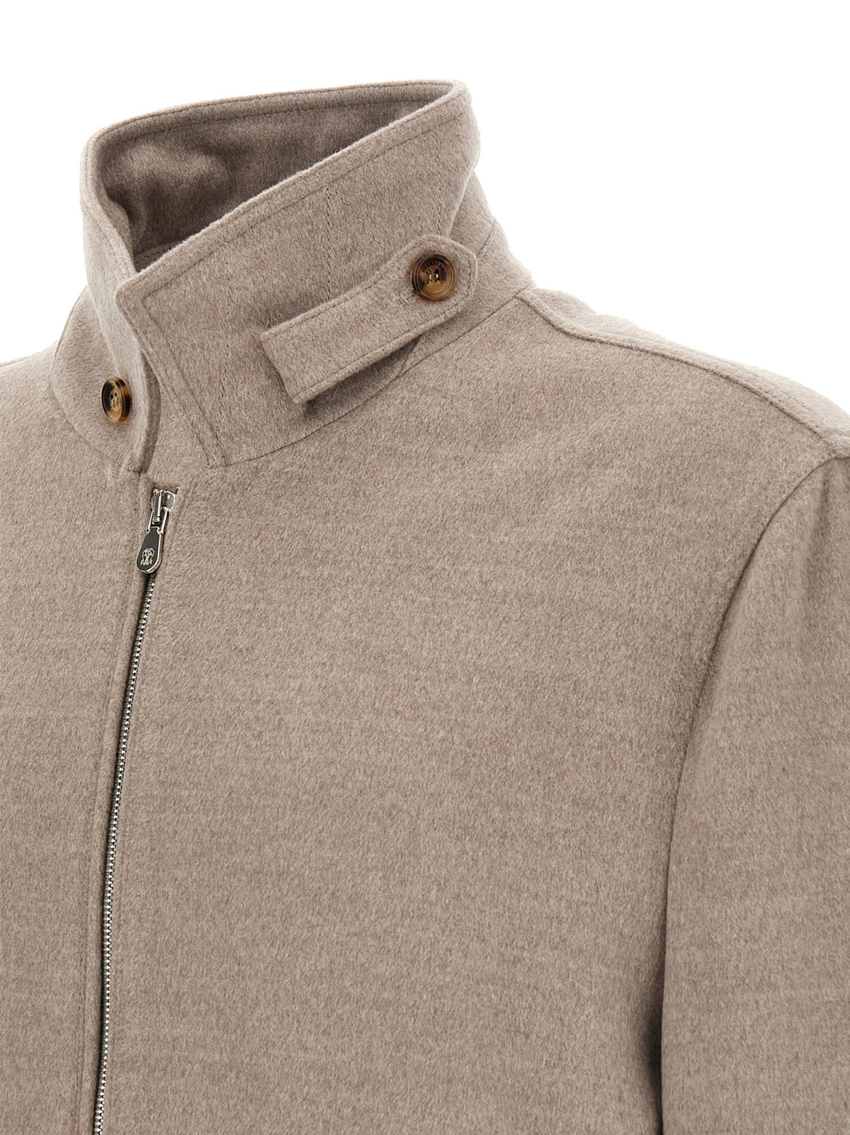 Brunello Cucinelli Men's Virgin Wool Bomber Jacket - Beige Horn