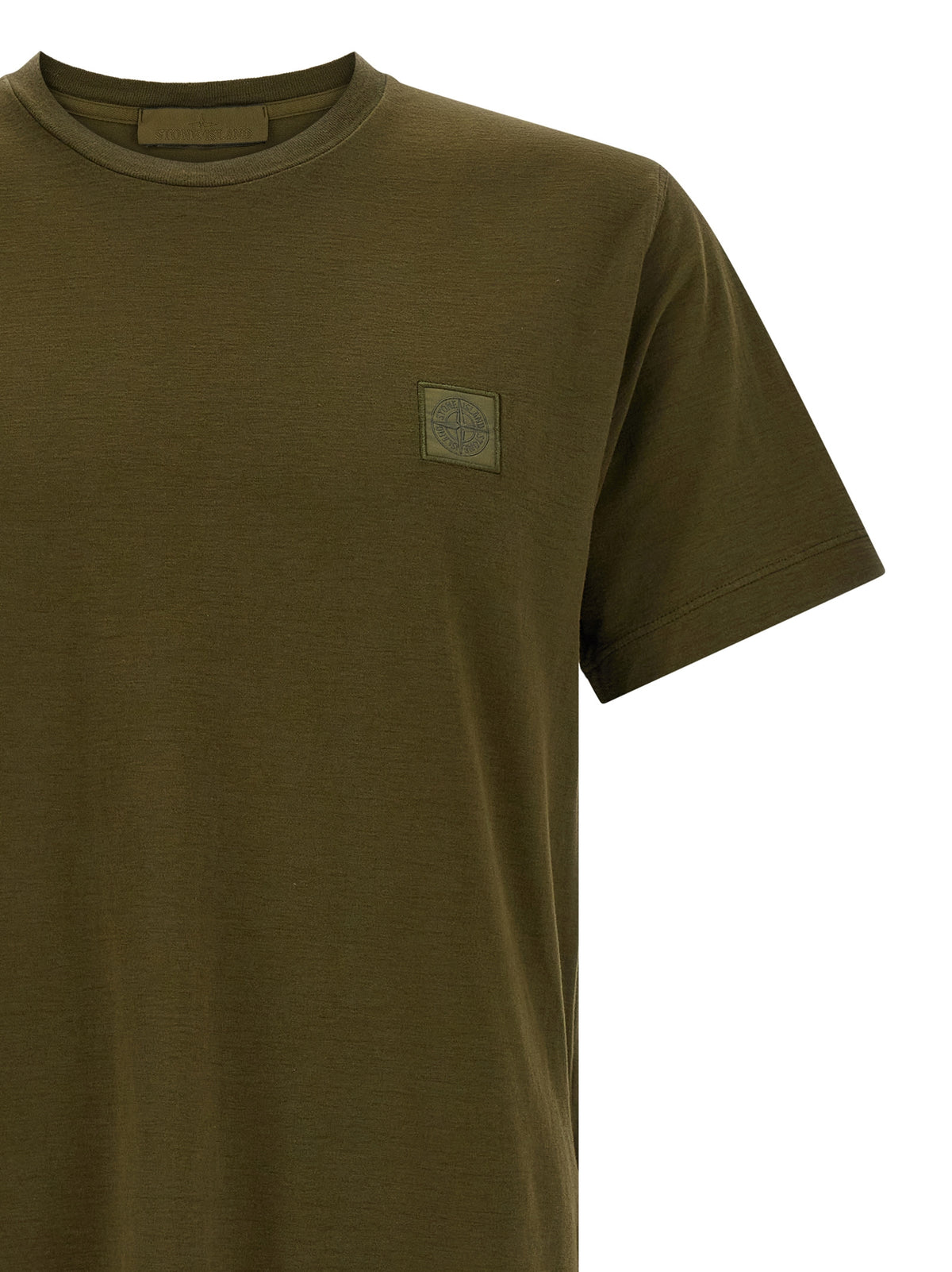 Stone Island Men's Short-Sleeve Crew Neck Organic Cotton T-Shirt - Bicolour Green