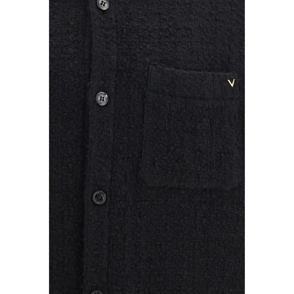 Valentino Garavani Men's Polyamide Polyester Cotton & Merino Wool Overcoat - Black