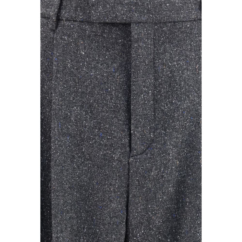 Valentino Garavani Men's Straight Wide Oversized Merino Wool Polyamide Silk & Viscose Jeans - Gray