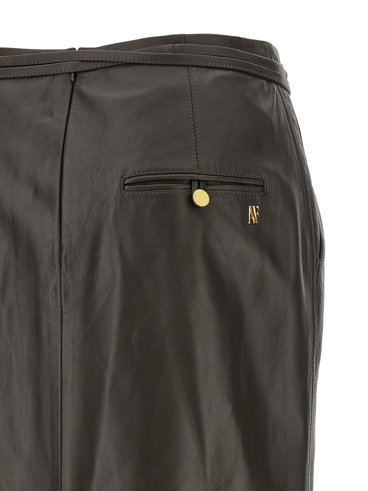 Alberta Ferretti Women's Straight Acrylic Fiber & Lamb Leather Midi Skirt - Brown Gold