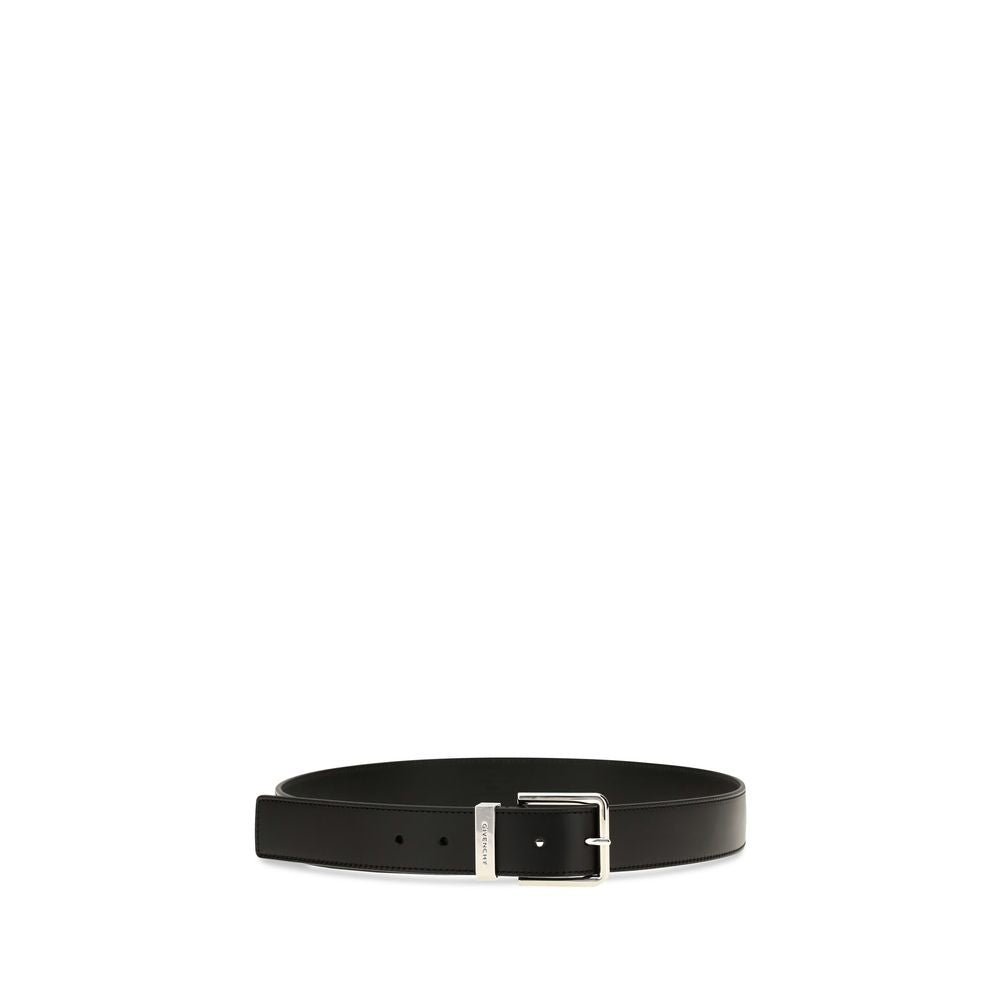 Givenchy Bos Taurus Calfskin Leather Belt - Black Silver Signature