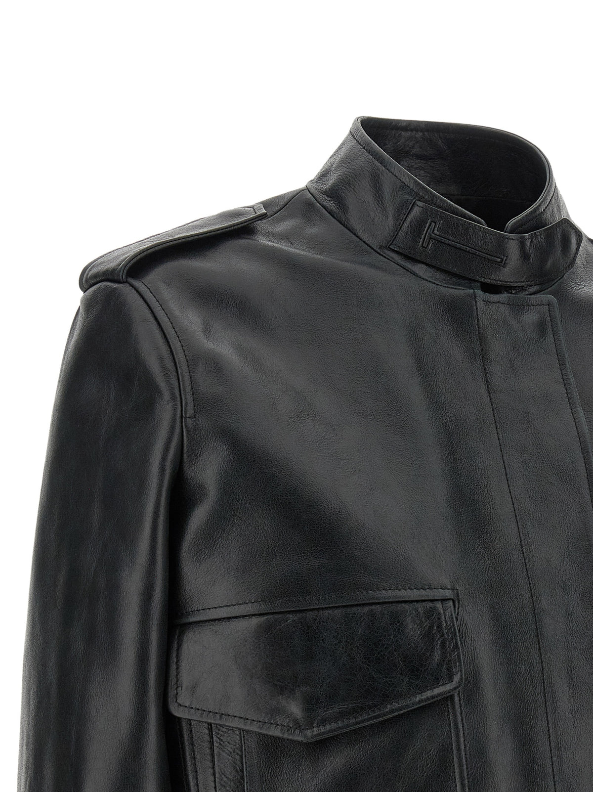 Tom Ford Women's Aviator Lamb Leather Jacket - Black Natural