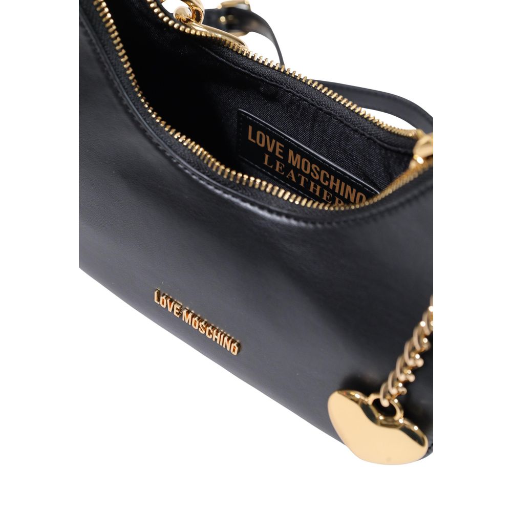 Love Moschino Heart Polyester & Polyurethane Evening Handbag - Black Gold