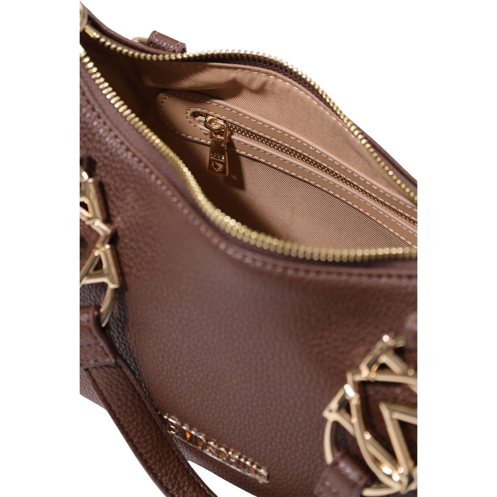 Love Moschino Heart Polyurethane Pebbled Leather Small Evening Handbag - Brown Gold