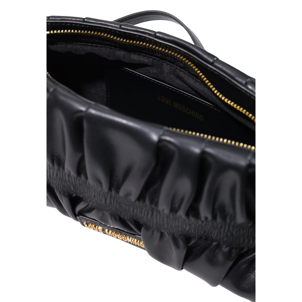 Small Evening Handbag by Love Moschino for women in polyethylene & polyurethane black, gold & signature presents a ornamental silhouette, showcasing a secure , ample , and versatile for a ornamental finish.