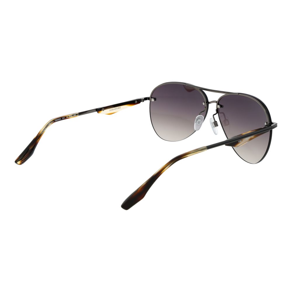 Trussardi Aviator Rimless Gradient Dark-Tint Metal Sunglasses - Grey
