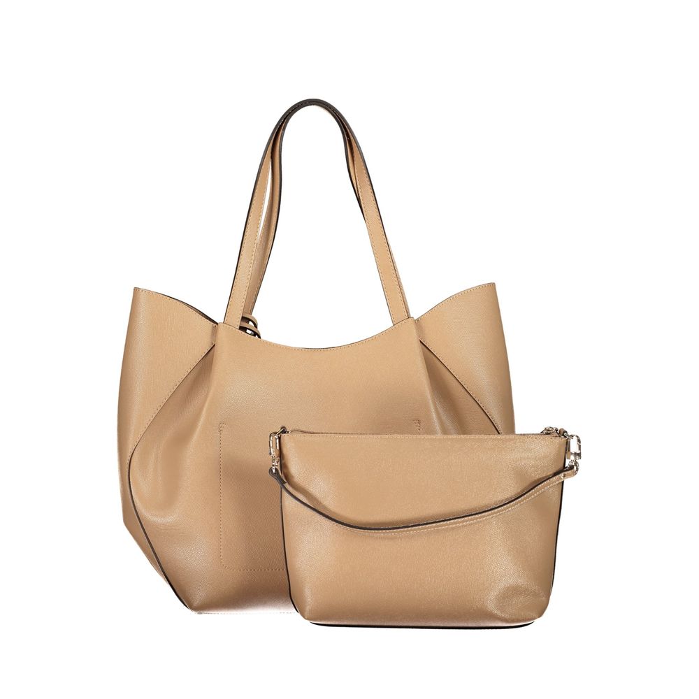 Guess Jeans Amorette Polyurethane Evening Pouch Handbag - Beige