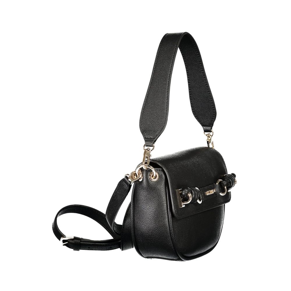 Handbag by Guess Jeans for women in polyethylene black & signature features a signature silhouette, showcasing a secure snap and signature internal-pockets & cardholder with versatile shoulder-strap, adjustable-strap, detachable-strap & handle for a sophisticated look.