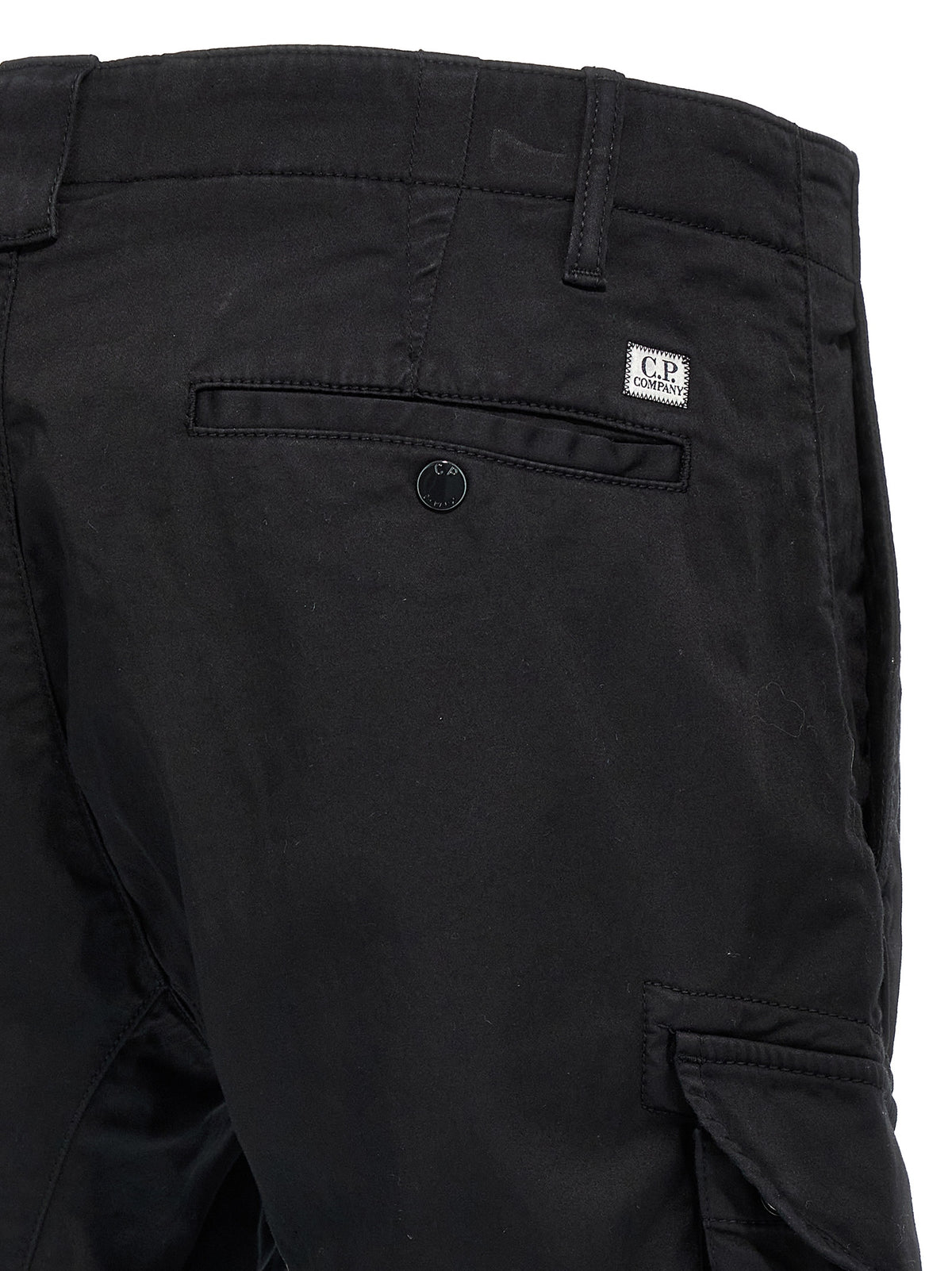 C.P. Company Men's Straight Leg Stretch Cotton Cargo Pants - Black Signature