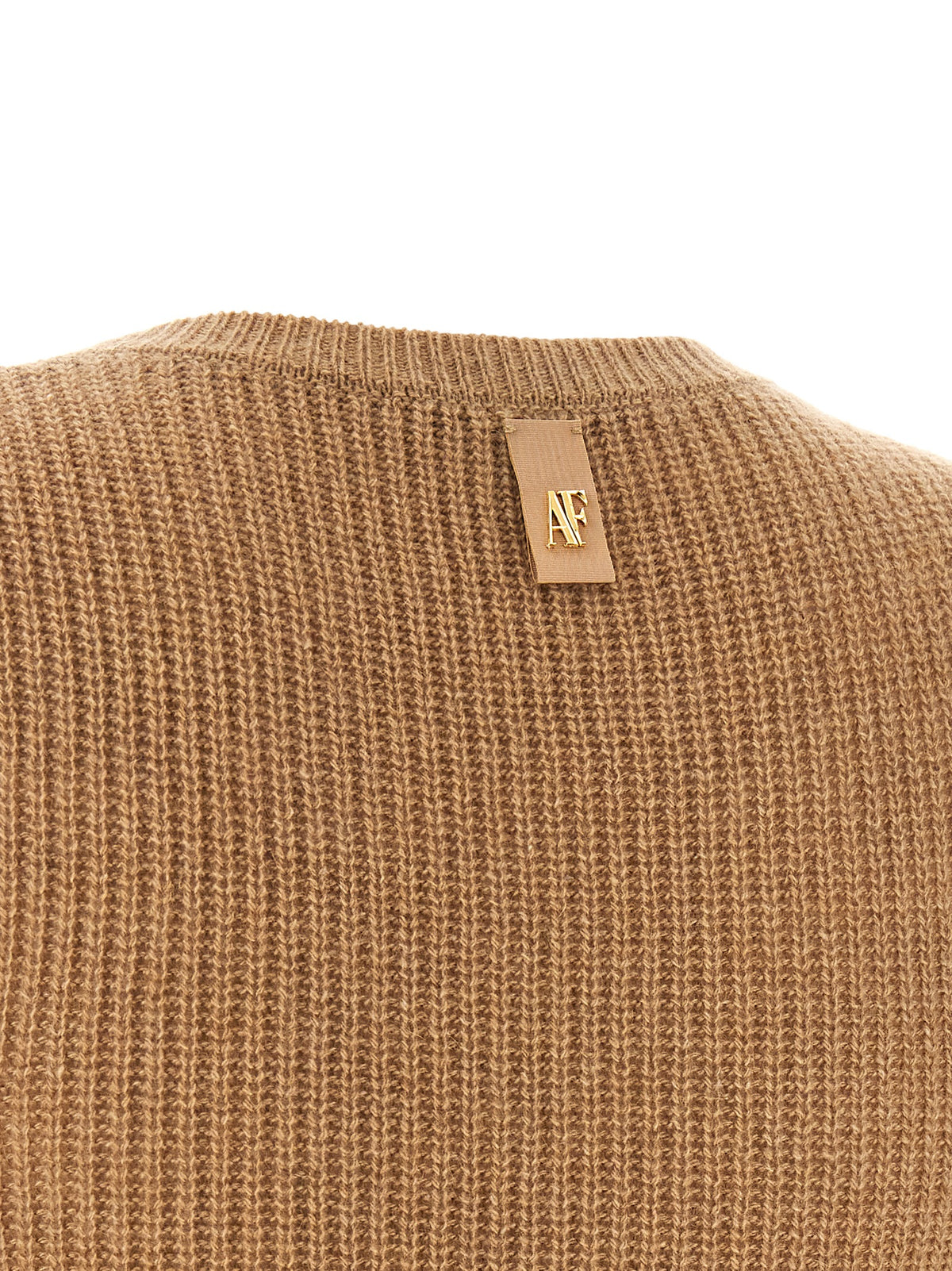 Alberta Ferretti Women's Flared Short-Sleeve Cashmere & Acrylic Fiber Dress - Brown Camel Gold White Floral Signature