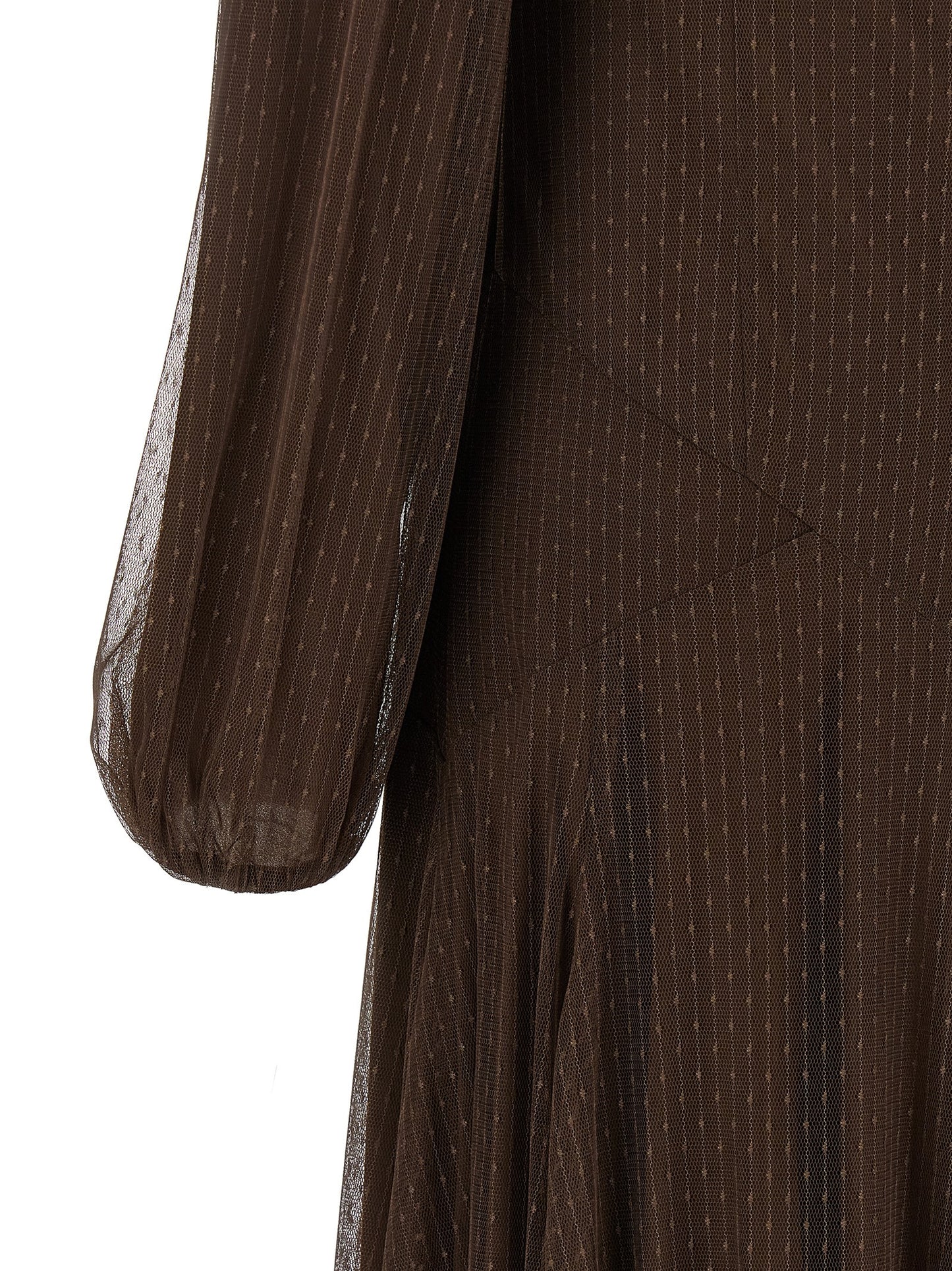 Twinset Women's Flared Round Neck Polyester Dress - Brown Transparent