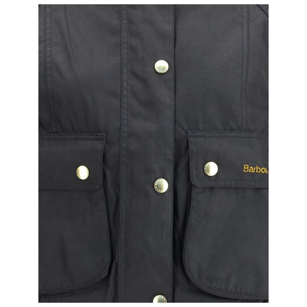 Barbour Women's Crop Top Cotton Overcoat - Black Gold Signature