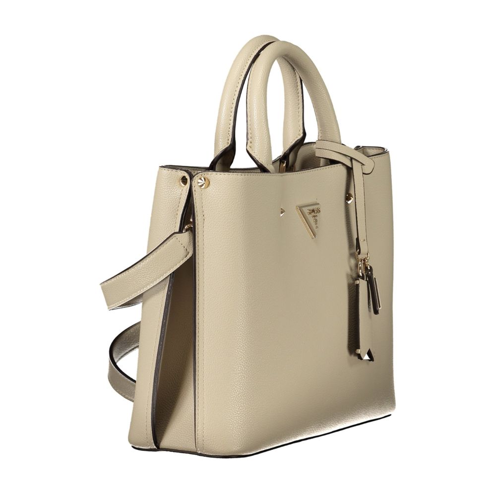 Handbag by Guess Jeans for women in polyurethane beige features a contemporary silhouette, showcasing a secure snap & zipper, ample document-holder, external-pockets & internal-pockets, and contemporary shoulder-strap, adjustable-strap & handle for a sophisticated look.