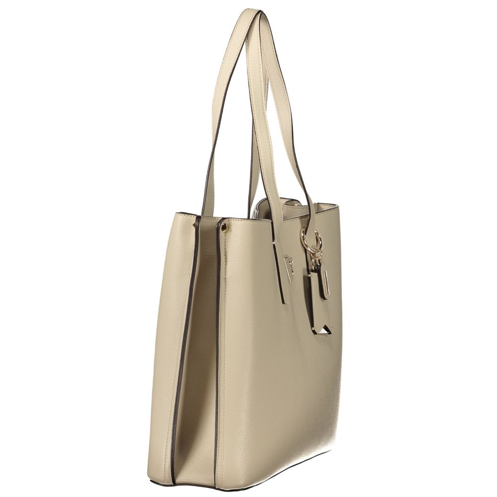 Handbag by Guess Jeans for women in polyurethane beige features a refined silhouette, showcasing a secure snap & zipper, organized built-in-compartments & internal-pockets, and versatile handle for a refined finish.