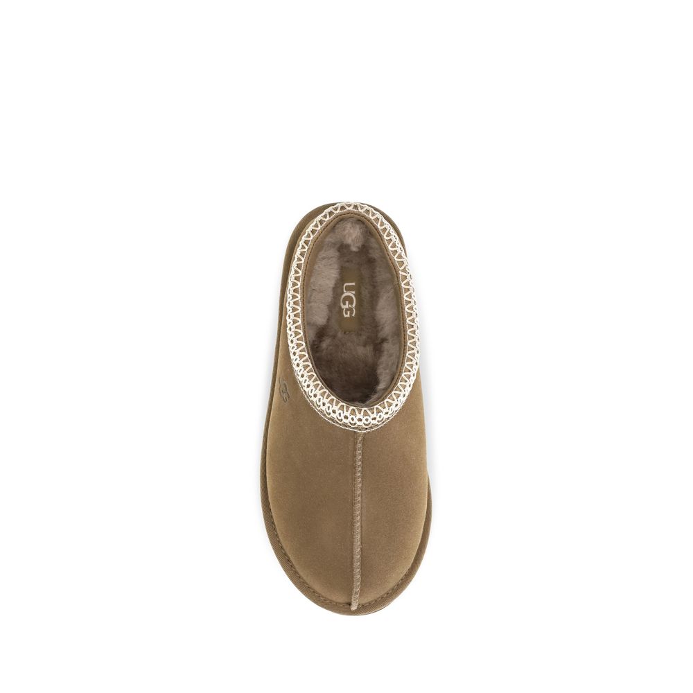 UGG Women's EVA Polyester Suede Leather Mules Flat Shoes - Beige Signature