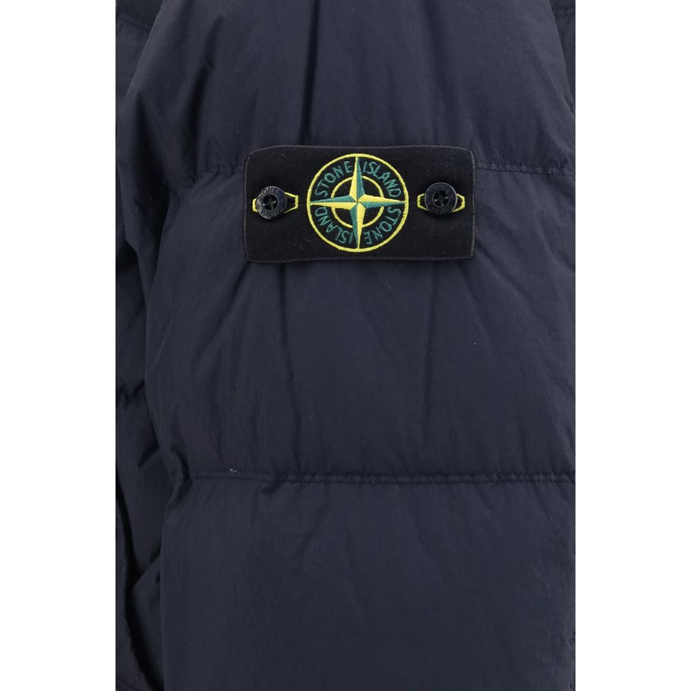Puffer Jacket by Stone Island for men in polyamide & duck down blue & signature presents a effortlessly chic silhouette, showcasing a sophisticated and premium pockets & insulated for a truly effortlessly chic finish.