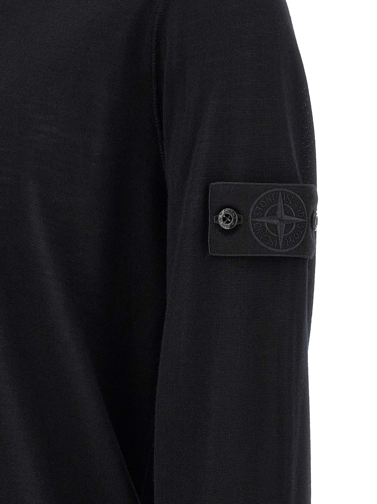 Stone Island Men's Regular Fit Crew Neck Virgin Wool Cardigan - Black