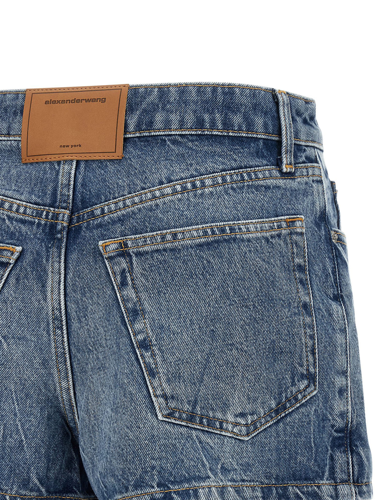 Alexander Wang Women's Denim Cotton Shorts - Light Blue Silver Signature