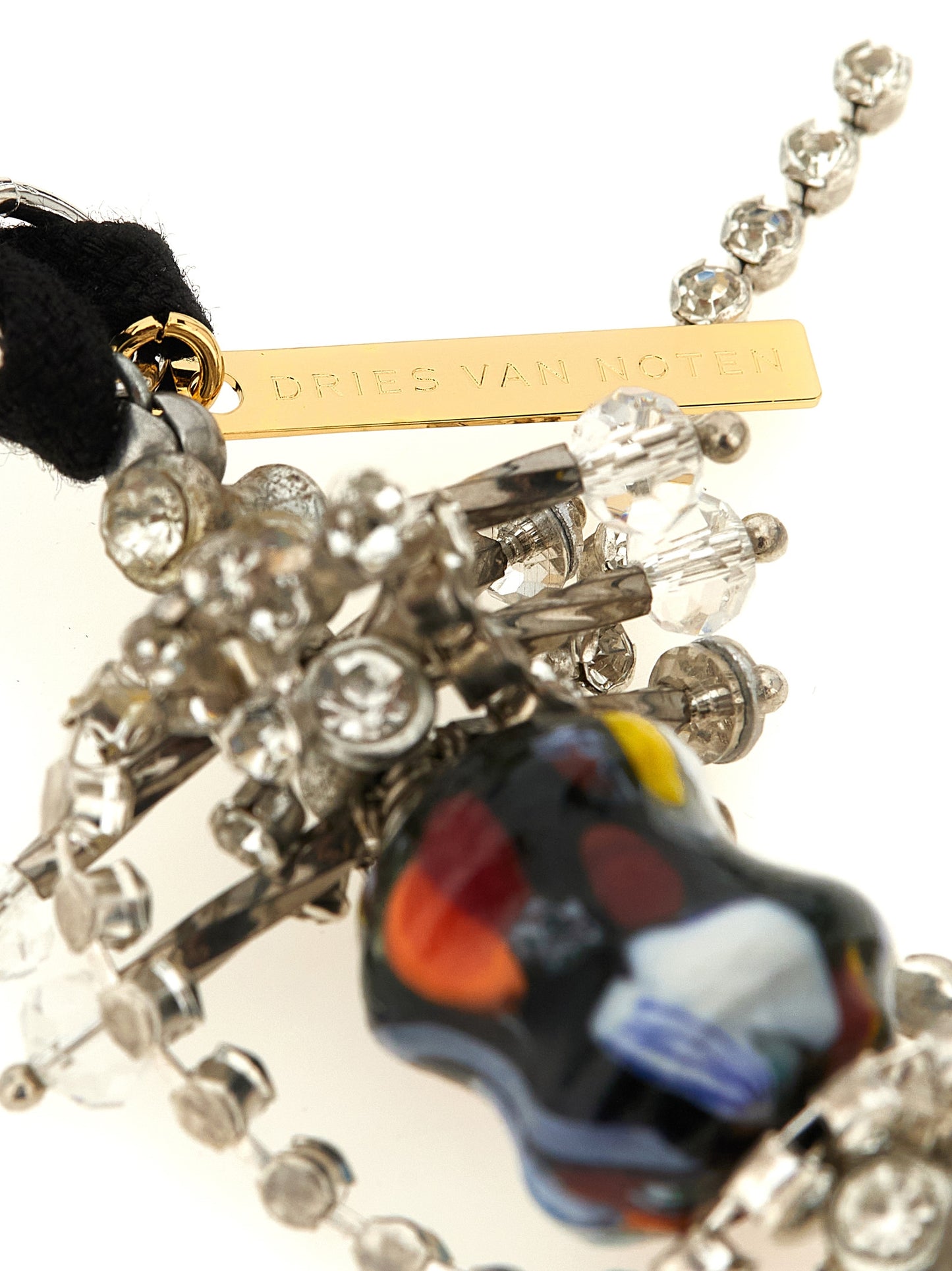Dries Van Noten Women's Cotton Crystal & Brass Necklace - Black Gold