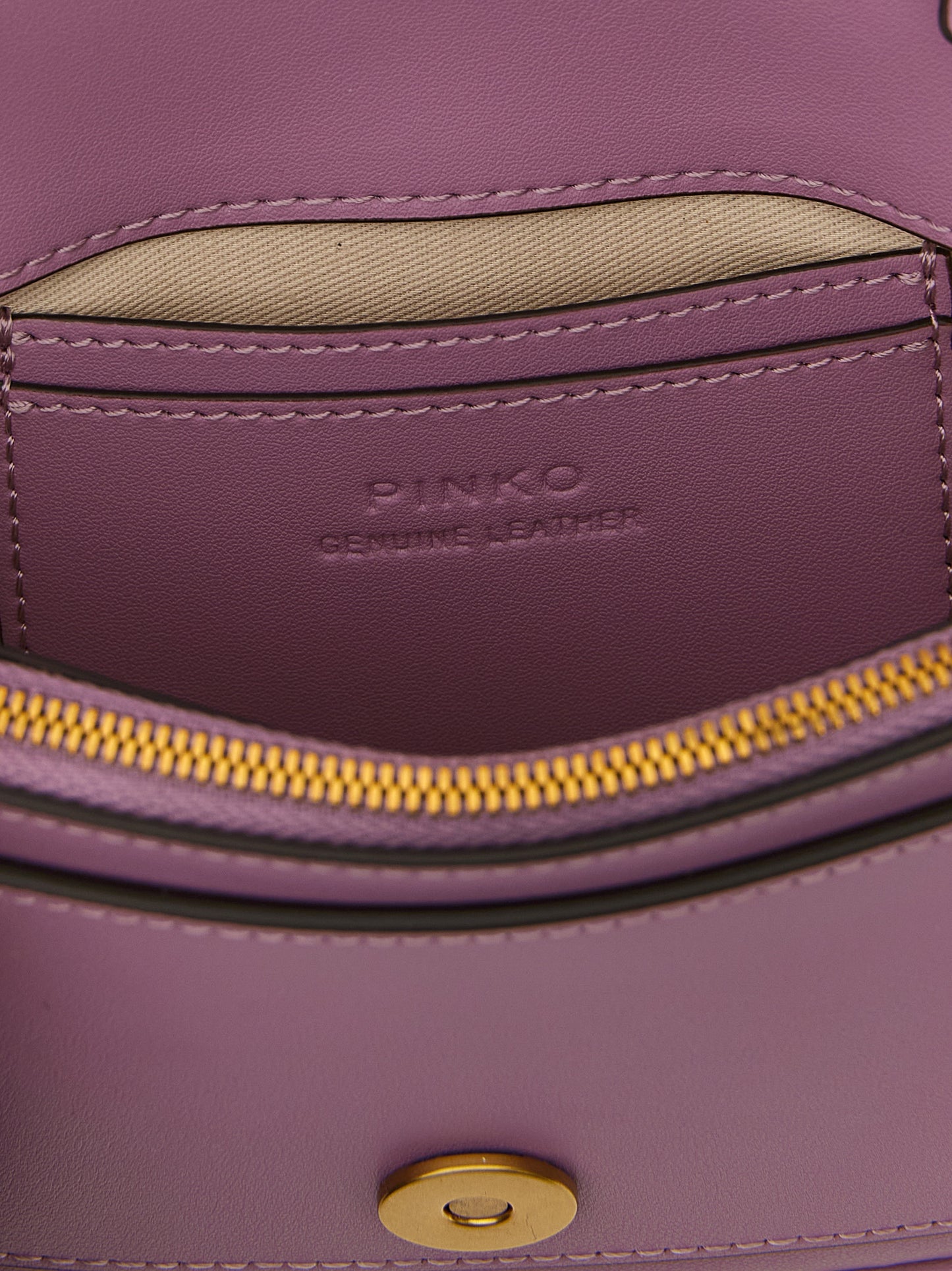 PINKO Love Birds One Polyester Crossbody Flap Handbag - Multicolor Pink Signature
