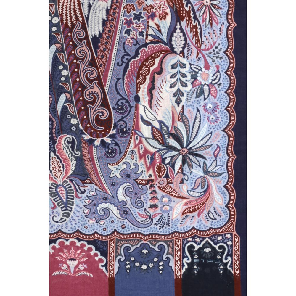 Etro Modal Scarf - Multicolor Patterned Paisley Floral Signature Print