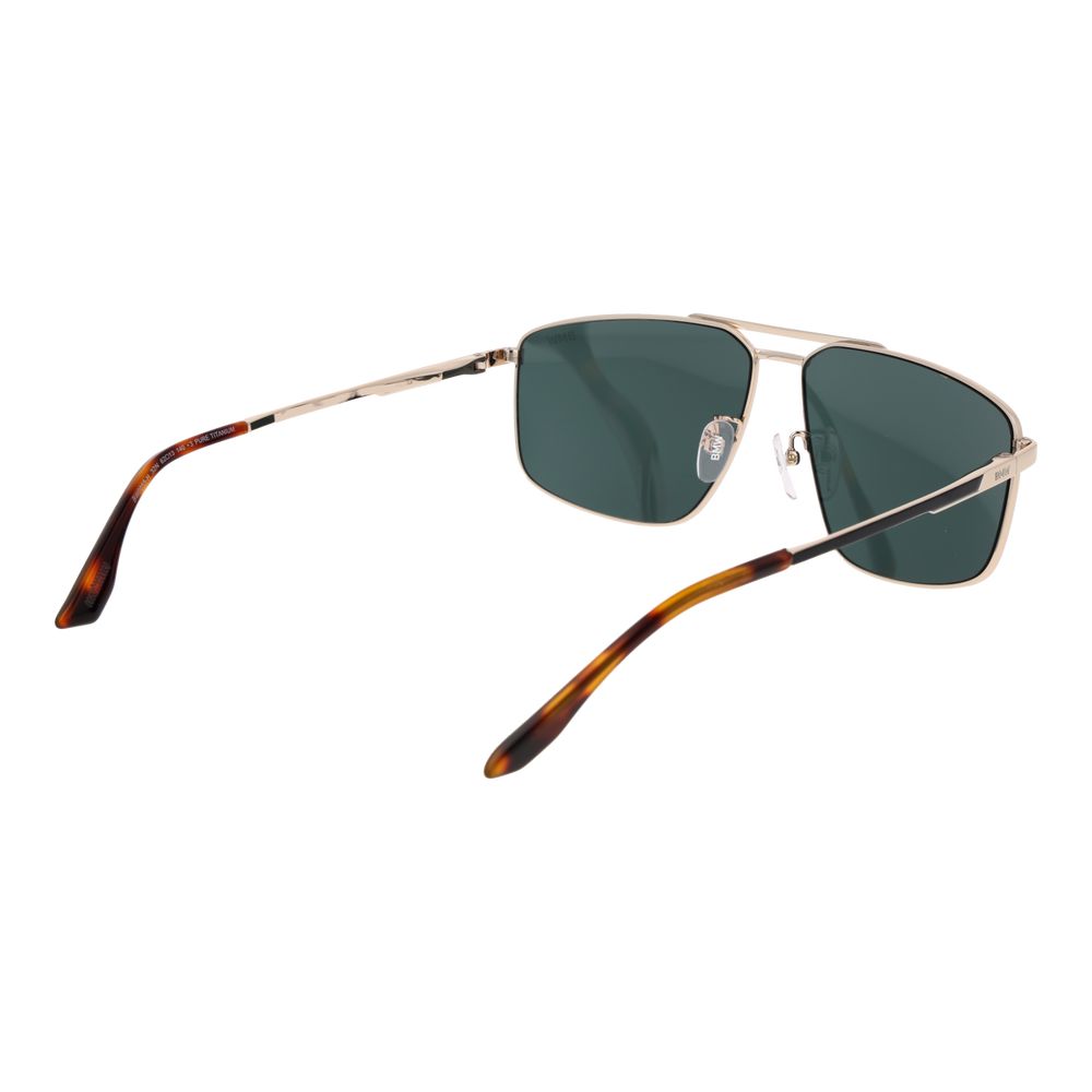 BMW Rectangle Non-Polarized Dark-Tint Titanium Sunglasses - Gold
