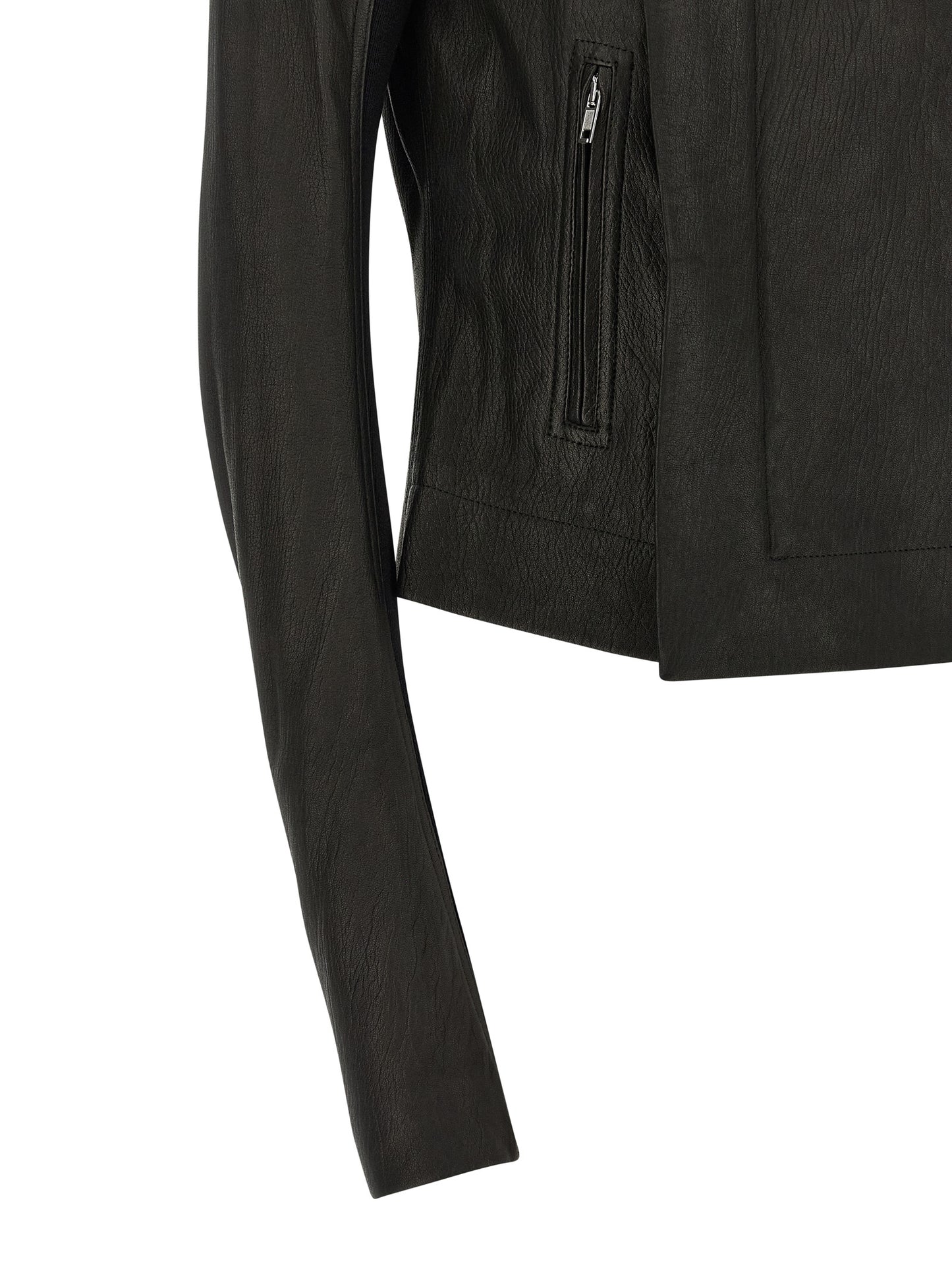Rick Owens Black Lamb Leather Leather Jacket