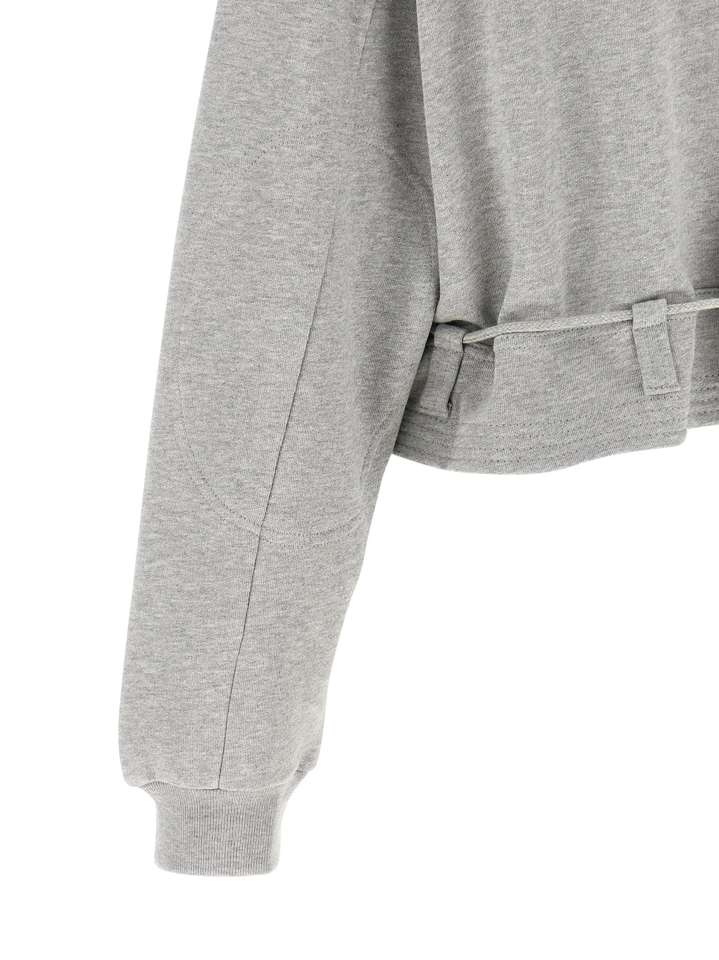 Dries Van Noten Women's Crop Top Athletic Cropped Crew Neck Cotton Activewear Sweatshirt - Gray