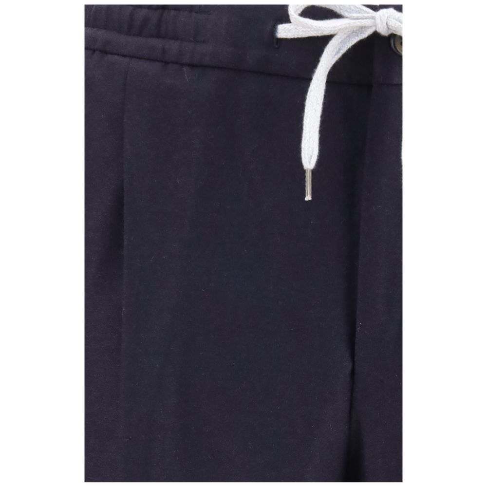 PT Torino Men's Straight Leg Regular Fit Wool & Cashmere Casual Pants - Blue