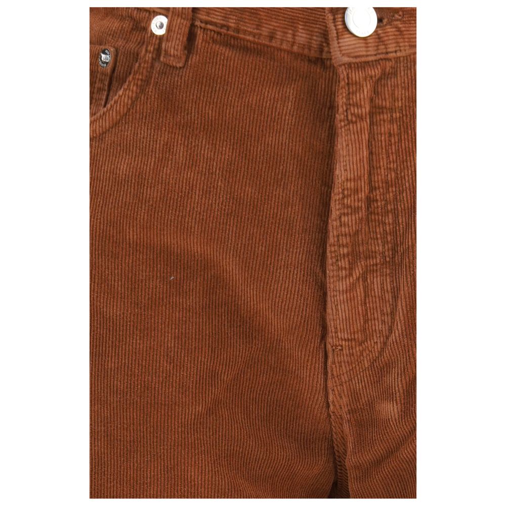 Haikure Women's Straight Leg Regular Fit High Rise Velvet Cotton Corduroy Casual Pants - Brown
