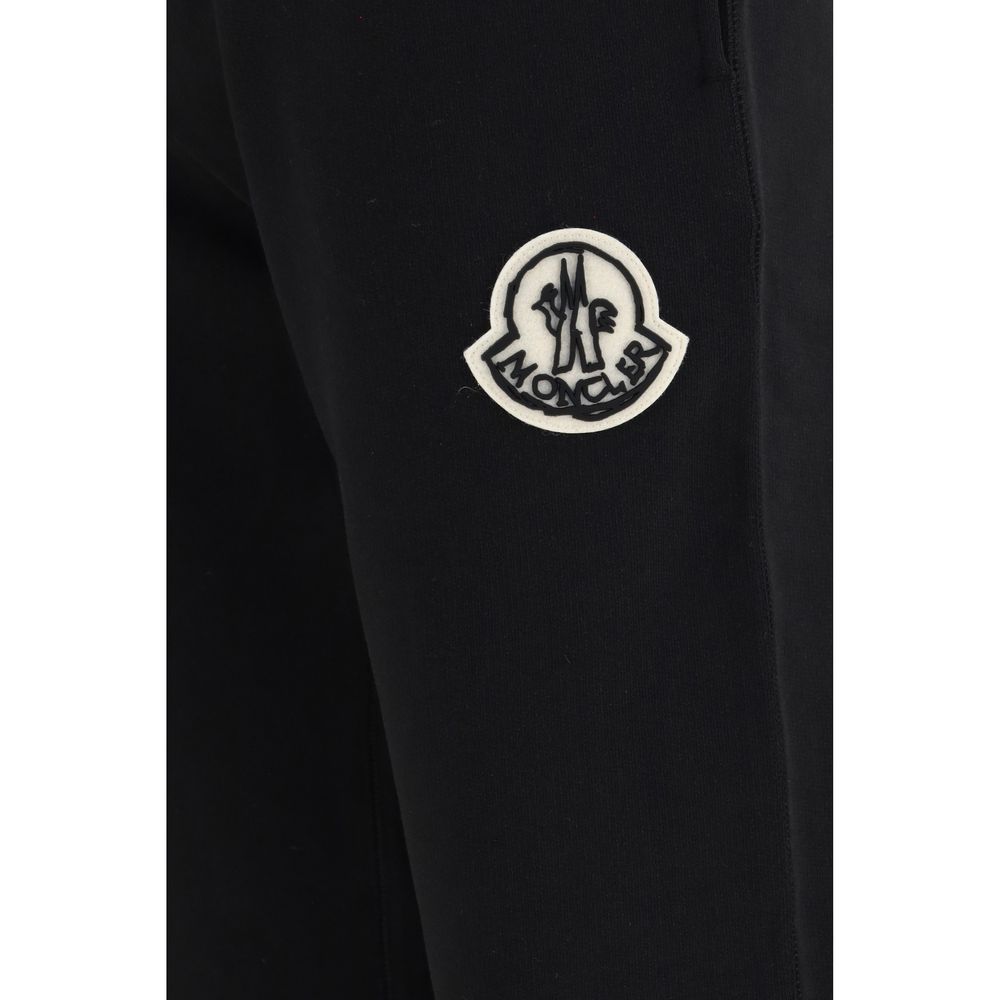 Moncler Men's Tapered Leg Athletic Regular Fit Cotton Activewear Pants - Black Signature