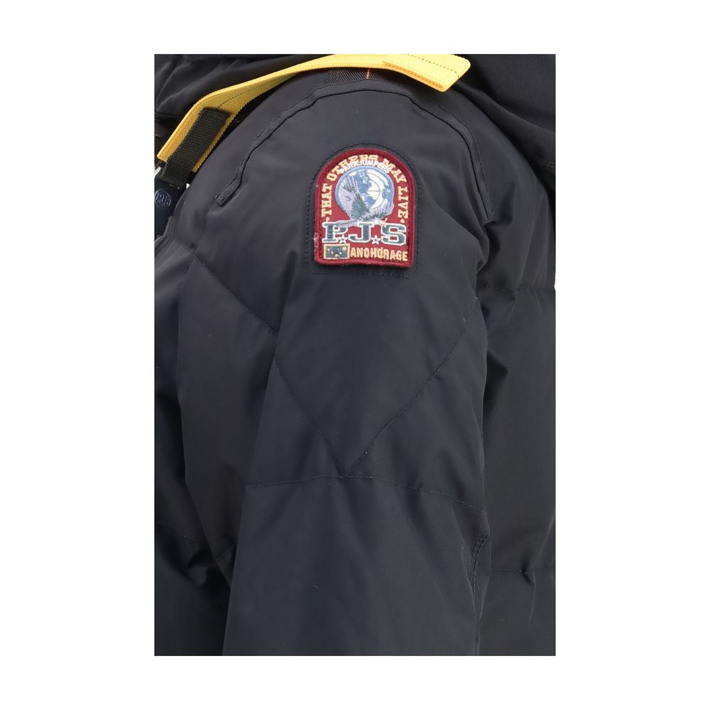 Parajumpers Bear Women's Quilted Down Goose Duck Hooded &High Collar Nylon & Puffer Jacket - Black Signature