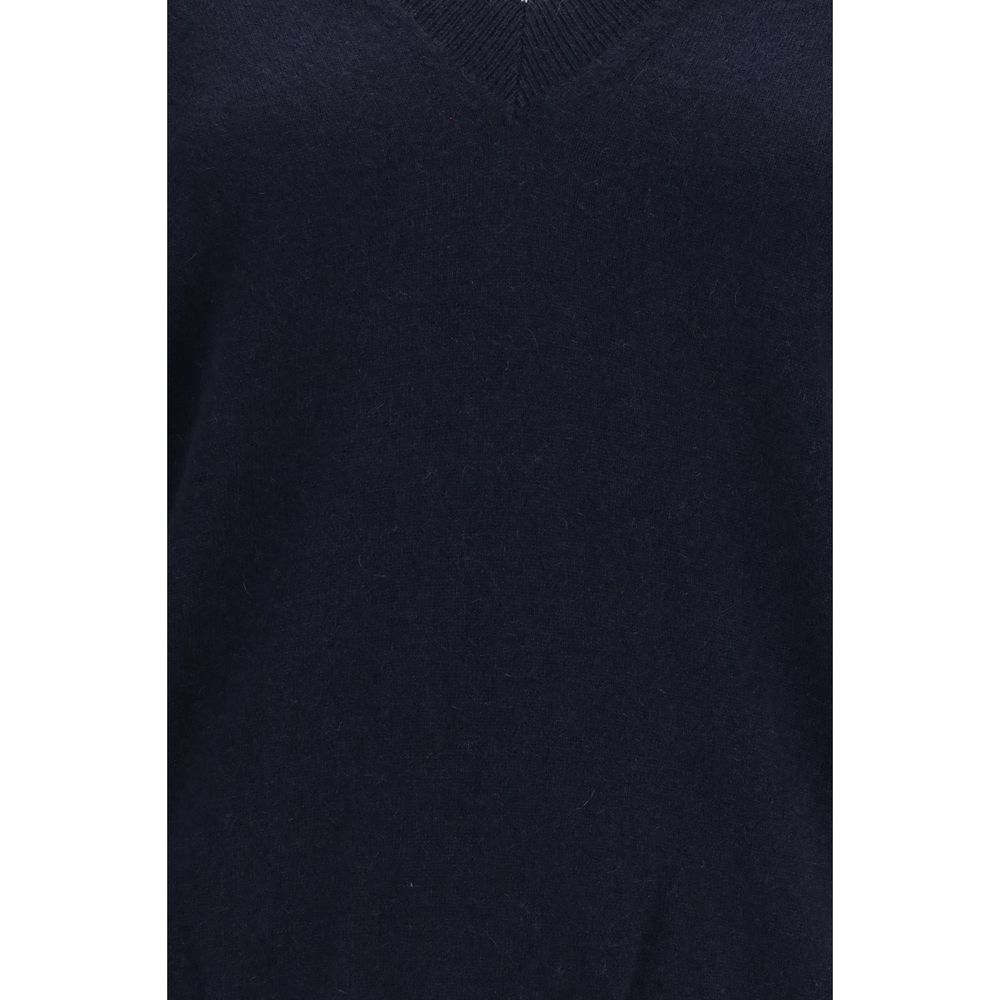 Malo Women's Regular Fit V Neck Cashmere Sweater - Blue