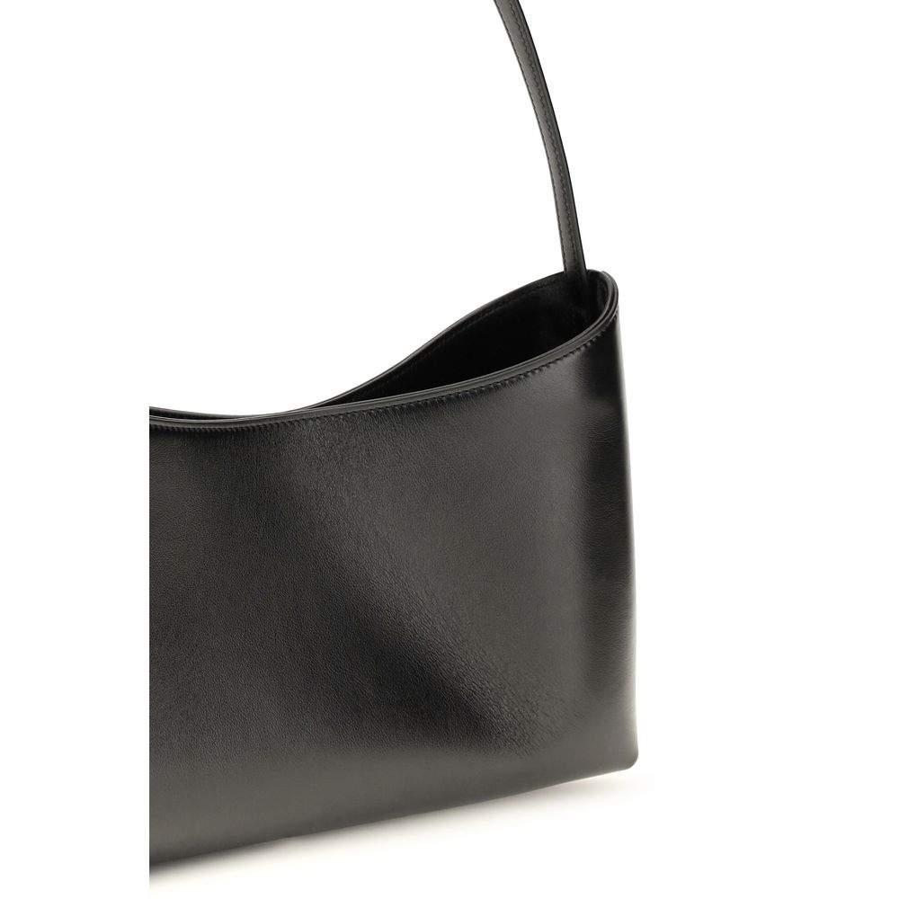 The Row Alma Bos Taurus Calf Leather Shoulder Baguette Bag - Black