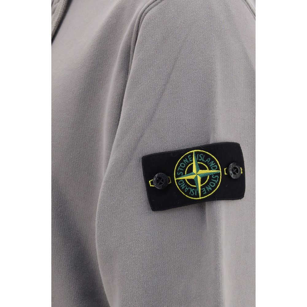 Stone Island Men's Regular Fit Cotton Sweatshirt Hoodie - Gray