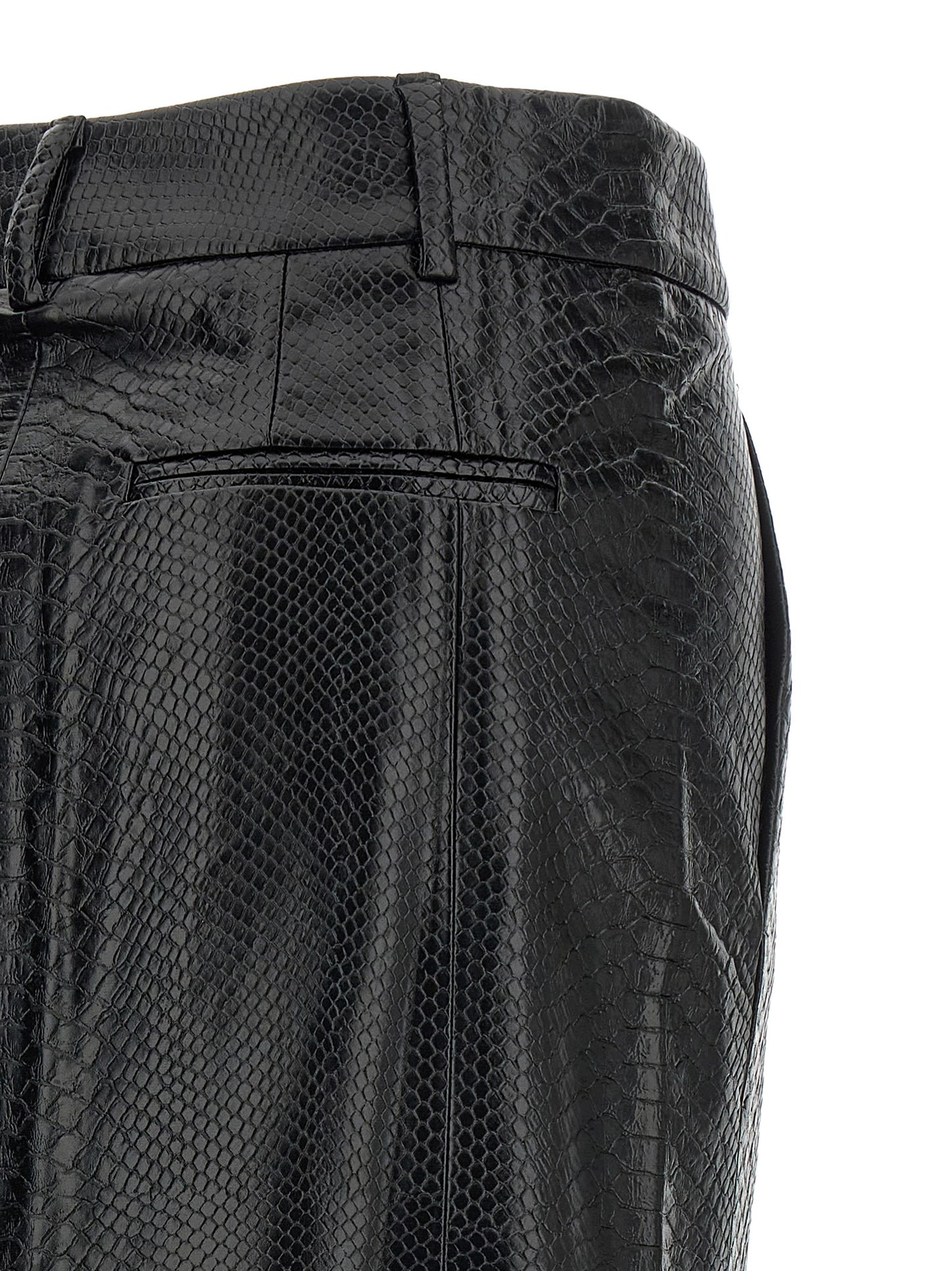 The Andamane Flow Women's Pencil Polyester Polyethylene Polyurethane Leather Skirt - Black