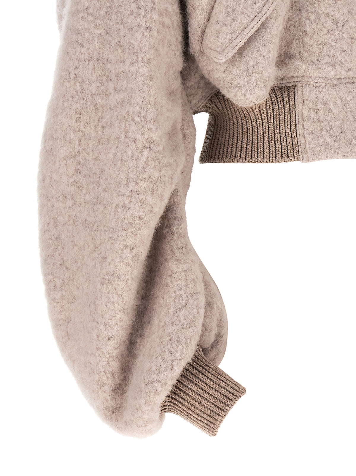Rick Owens Women's Crop Top Nylon Alpaca Wool & Marabou Bomber Jacket - Multicolor Powder Pink