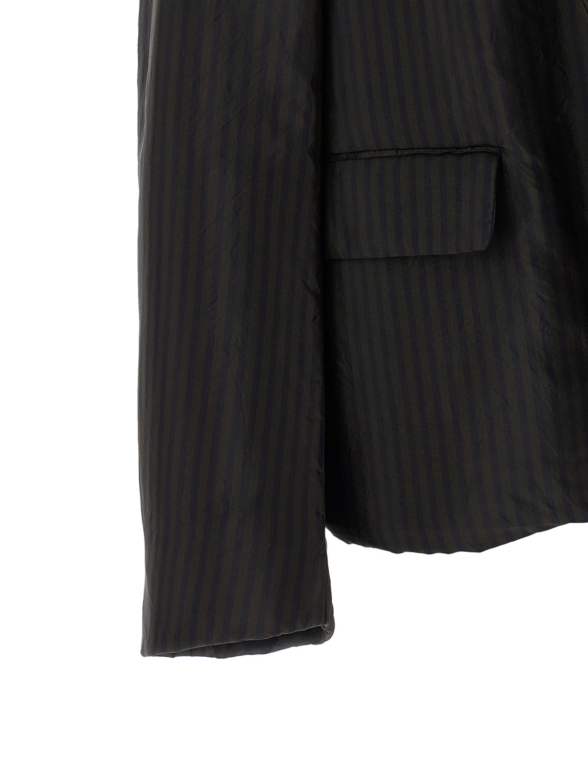 Dries Van Noten Women's Cupro Blazer - Brown Copper Patterned Pinstripe