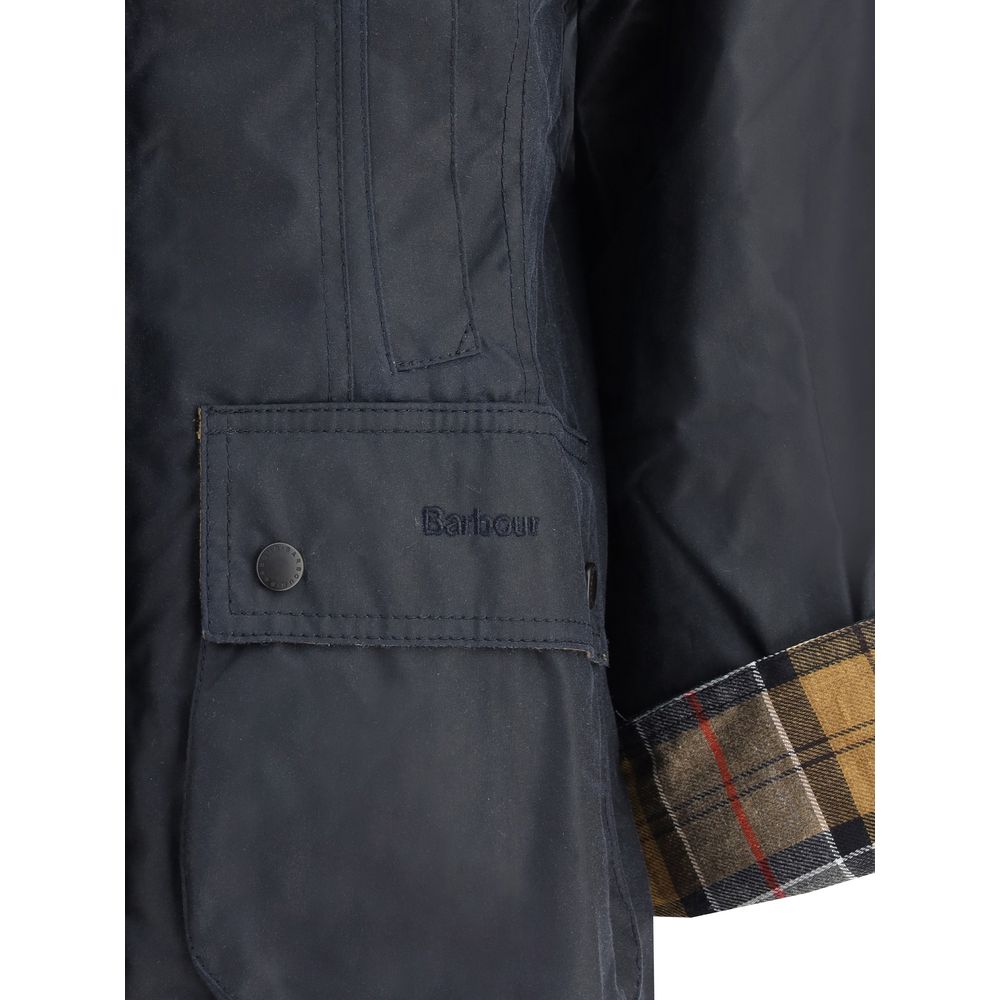 Barbour Women's Windproof Cotton Windbreaker Jacket - Blue Patterned Tartan