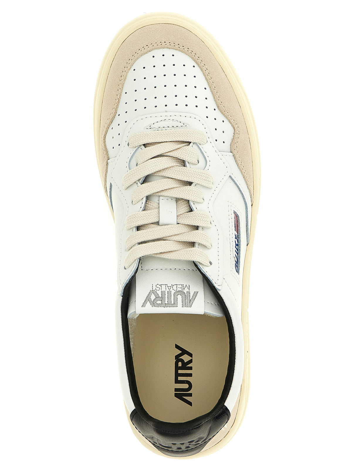 Autry Men's Athletic Bos Taurus Suede Cowhide Leather Sneakers - Beige Black Cream Multicolor