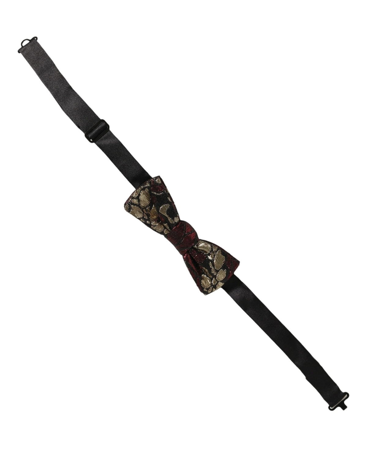 Dolce & Gabbana Polyester Necktie - Black Gold Multicolor Red Patterned Floral Jacquard