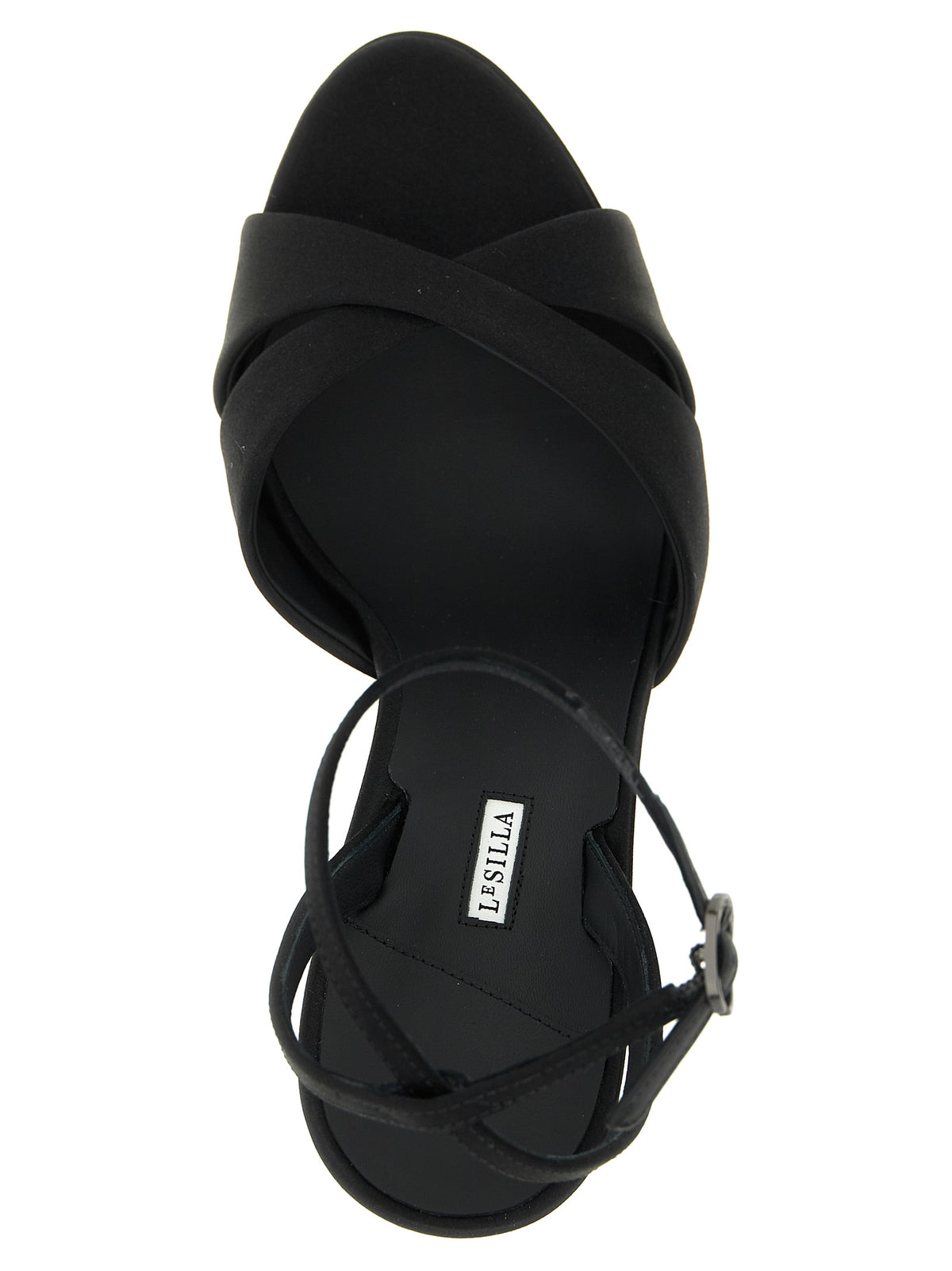LE SILLA Women's Viscose Silk & Leather Platform Stiletto Ankle Strap Sandals - Black